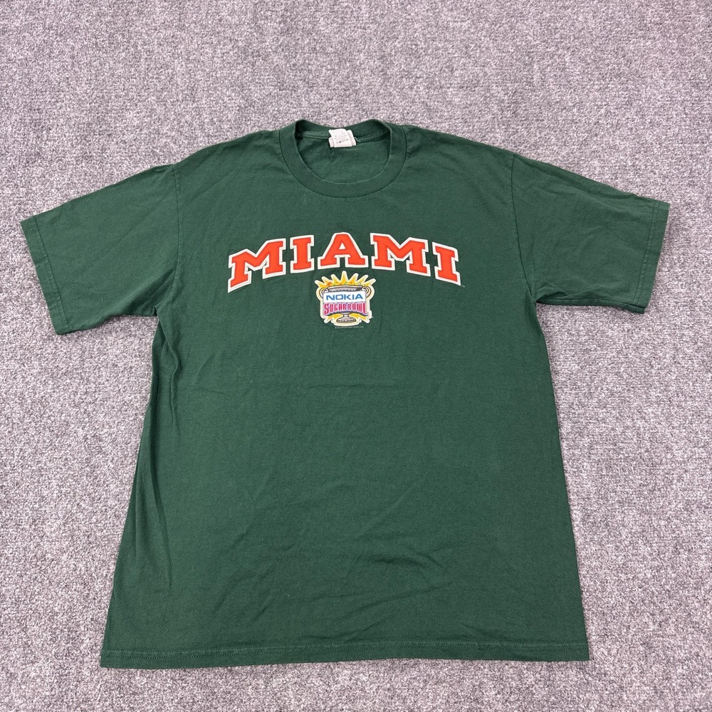 Vintage Miami Hurricanes Shirt Mens Large NCAA Football Lee Sport Sugar Bowl